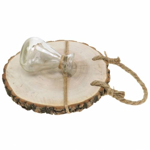 Floristik24 Fa korong üvegvázával Ø22cm felakasztáshoz