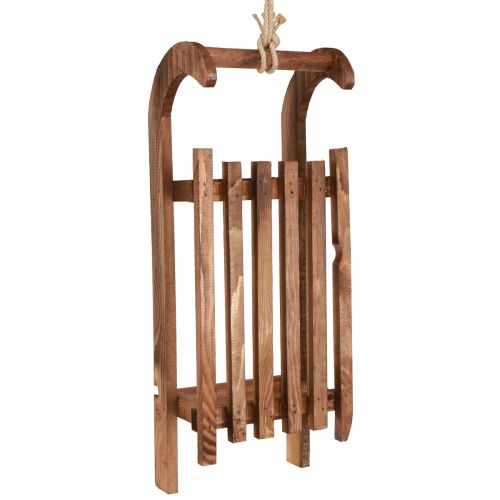 Fa szán dekoráció téli dekoráció fa barna színben 49,5cm