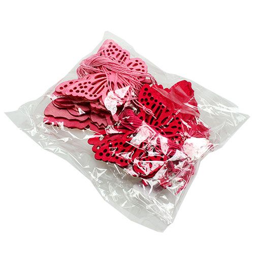 Floristik24 Fa pillangók akasztani rózsaszín 8cm - 10cm 24db