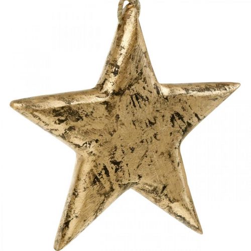 tételeket Akasztható csillag, arany hatású fadísz, Advent 14cm × 14cm