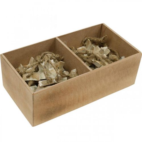 Floristik24 Fa csillag karácsonyfadíszek natúr, fehér mosott 5cm 36db