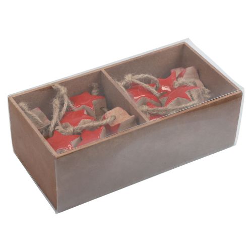 Floristik24 Facsillag karácsonyfadíszek piros, natúr díszcsillagok 5cm 24 db