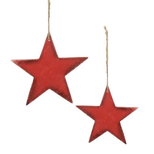 Floristik24 Akasztható fa csillagok 9 / 13cm piros 12db