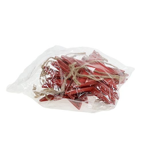 tételeket Fa csillagok akasztáshoz 9/13cm piros 12 db