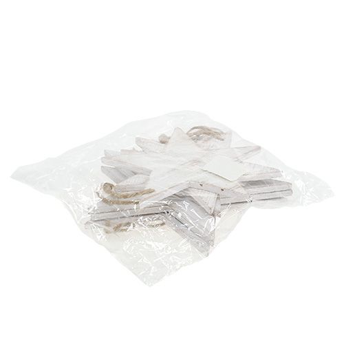 Floristik24 Függeszthető fa csillagok 16,5cm / 20cm fehér 6db