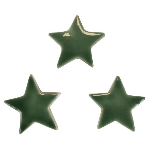 Fa csillagok Karácsonyi dekoráció szórvány dekor zöld fényes Ø5cm 8db