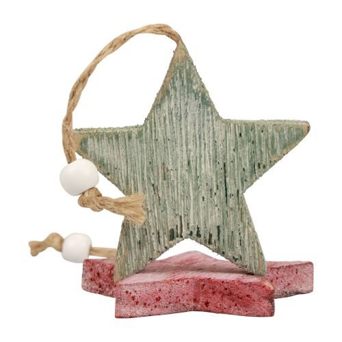 tételeket Fából készült csillagok díszcsillagok akasztható vintage dekorációhoz Ø6,5cm 10db