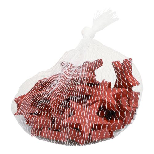 Floristik24 Fa csillagok dekoráció szórvány dekoráció karácsonyi piros 3/5/7cm 29db