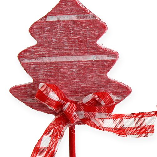 Floristik24 Fa pálcikák csillag, fenyő piros 12db