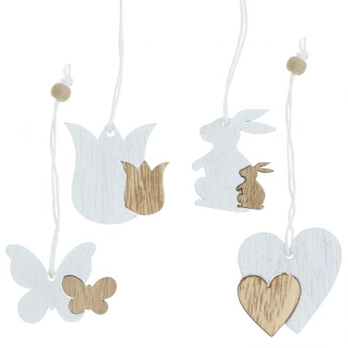 Floristik24 Dekor akasztó rugós fehér / natúr 12db