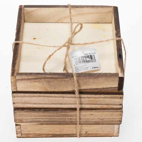 tételeket Fa tálca, rusztikus dizájn, tökéletes otthoni vagy irodai dekorációnak, 15 cm, 4 darab