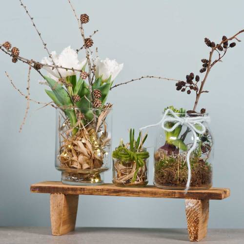 Floristik24 Fa tálca natúr lábakkal 58cm H10cm