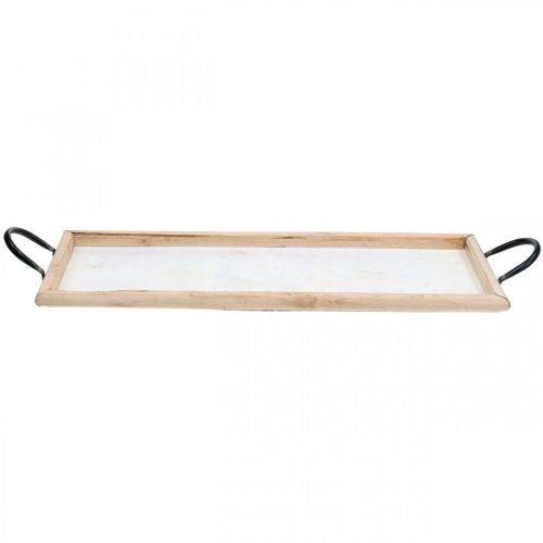 Floristik24 Fém fogantyús fa tálca, növényi tál, dísztálca natúr L50cm