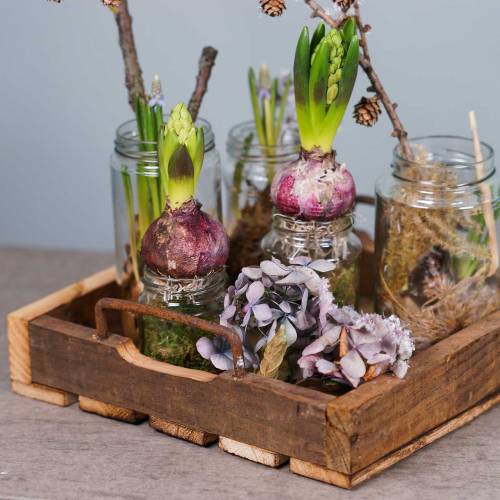 Floristik24 Fa tálca fém fogantyúkkal natúr 20/25/30cm 3 db-os készlet