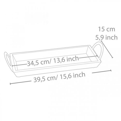 Floristik24 Mangófa tálca, fém fogantyús dísztál, asztaldísz L39,5cm