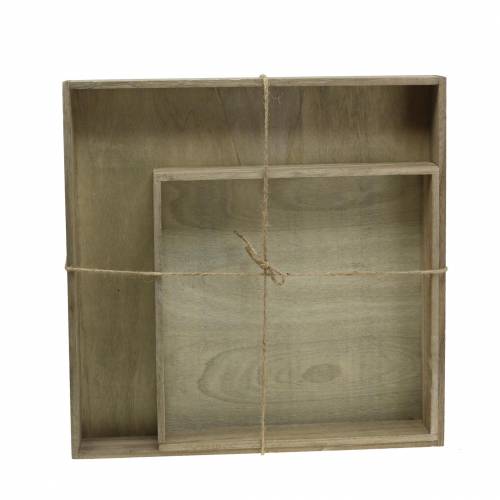 Floristik24 Fa tálcás natúr készlet 2 db négyzetes 40x40/30x30cm