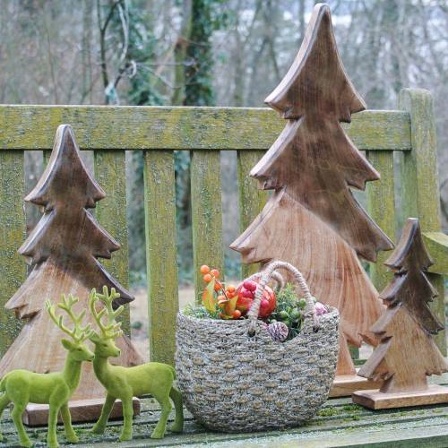 Floristik24 Fa fenyő mázas natúr, fehér mangófa H29cm