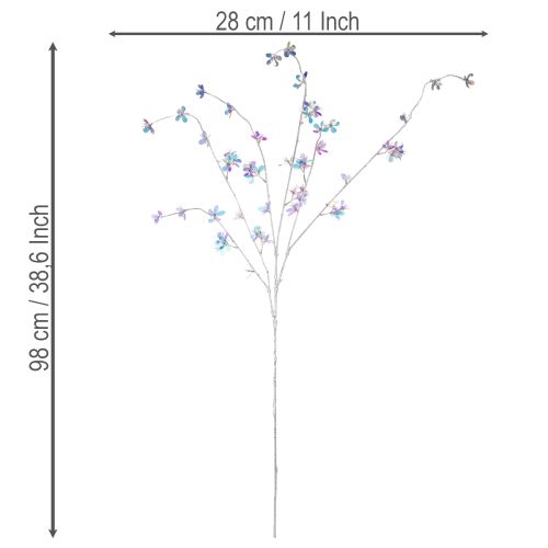 Mesterséges, finom virágzó ág irizáló virágokkal, 98 cm | Floristik24.hu