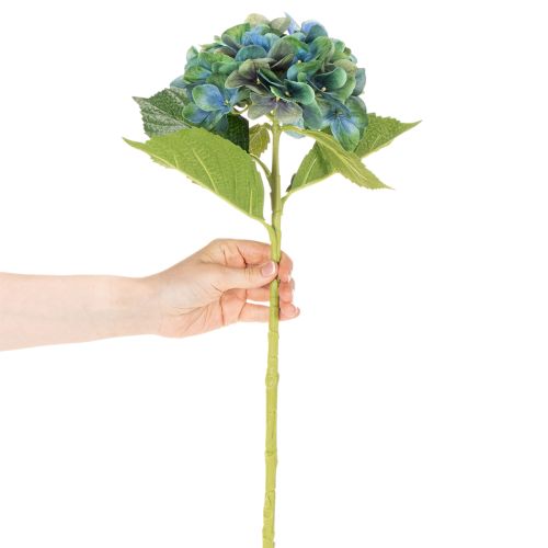 Műhortenzia virág, kékeszöld, dekoratív egyetlen szár, 53cm | Floristik24.hu