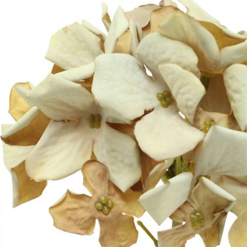 tételeket Hortenzia művirág barna, fehér őszi dekoráció selyemvirág H32cm