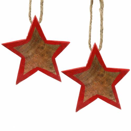 Floristik24 Karácsonyi dekoráció fa csillag természet / piros 8cm 15db