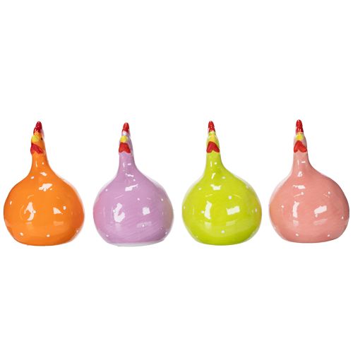 tételeket Kerámia csirkefigura színes húsvéti dekorációhoz a nappaliban és az asztalokon, 10,5 cm, 4 darab