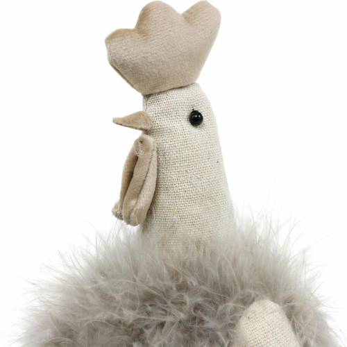 Floristik24 Húsvéti dekorációs csirke pár, szélén ülő, tavaszi, dekoratív tollas csirke 2db