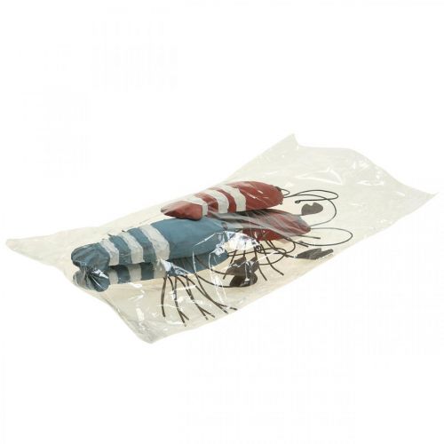 Floristik24 Homár fa és fém tengeri dekoráció piros/kék L23cm 4db