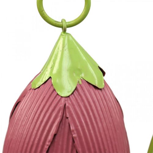 Floristik24 Kerti karók fém dekoratív virágok rózsaszín rózsaszín sárga L58cm 3db