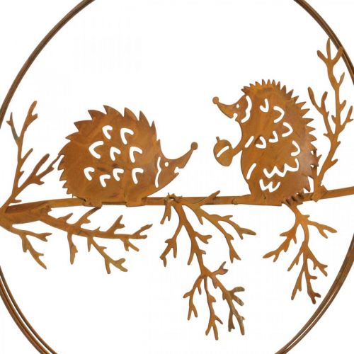 tételeket Fém medál, ágon sündisznó, őszi dekoráció, díszgyűrű patina Ø15,5cm 3 db