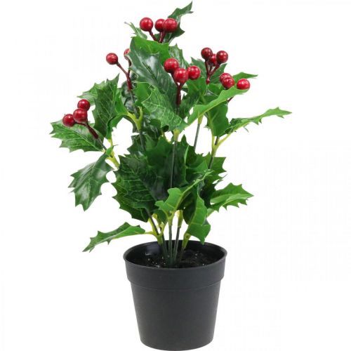 Magyal cserépben műnövények Ilex mesterséges 26cm