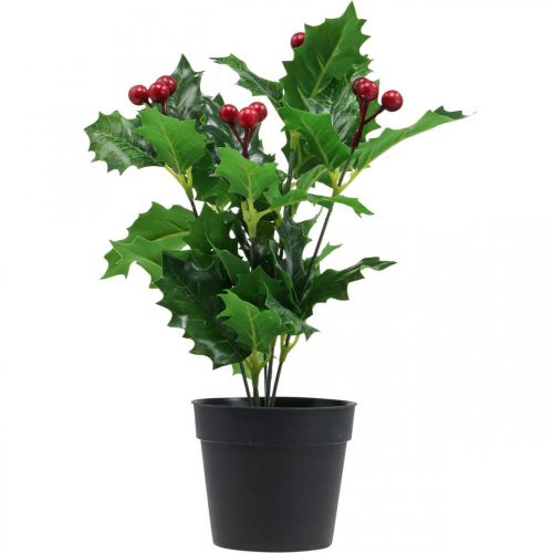 Floristik24 Magyal cserépben műnövények Ilex mesterséges 26cm