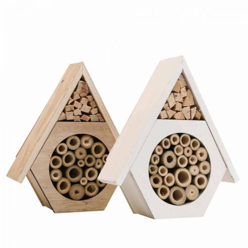 tételeket Insect Hotel Honeycomb Bee Hotel Wood White Natural H18,5cm 2db