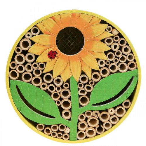 Floristik24 Rovarszálló Kerek fa rovarház Sárga napraforgó Ø25cm