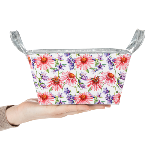 tételeket Jardiniere tavaszi virágláda fém dekoráció 20×12,5×10cm