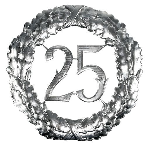25. évfordulós szám ezüst színben Ø40cm