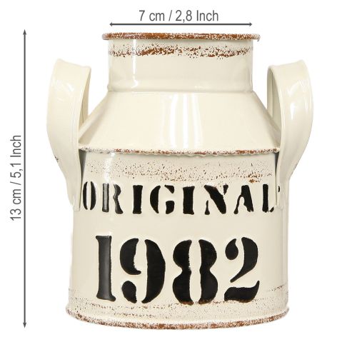 tételeket Kancsó fém dekoráció "Eredeti 1982" Cream Rust H13cm 2db