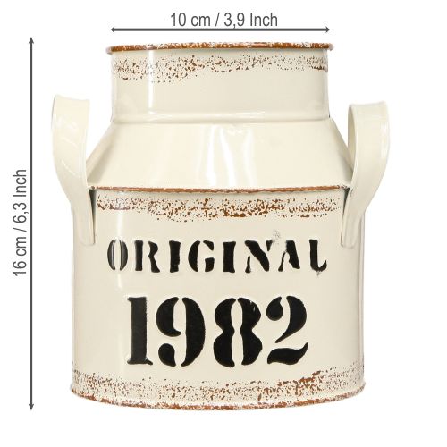 tételeket Kancsó fém dekoráció "Eredeti 1982" Cream Rust H16cm 2db