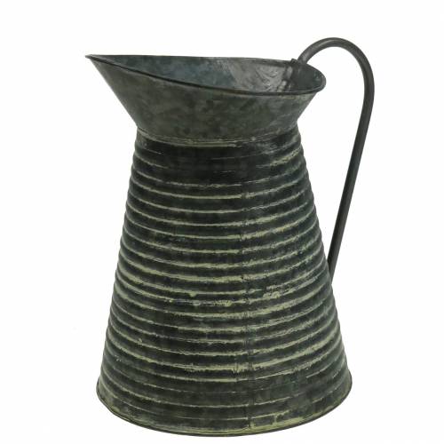 Floristik24 Dekoratív öntözőkanna cink szürke fekete mosott Ø18cm H26cm