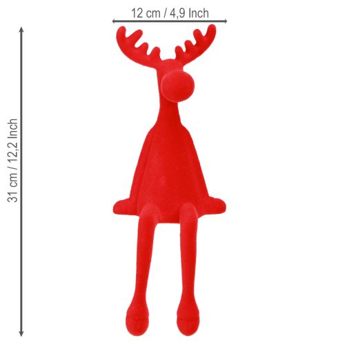 Peremzsámoly, jávorszarvas díszítés, karácsonyi, pelyhesített, 31 cm, piros, 3 db | Floristik24.hu