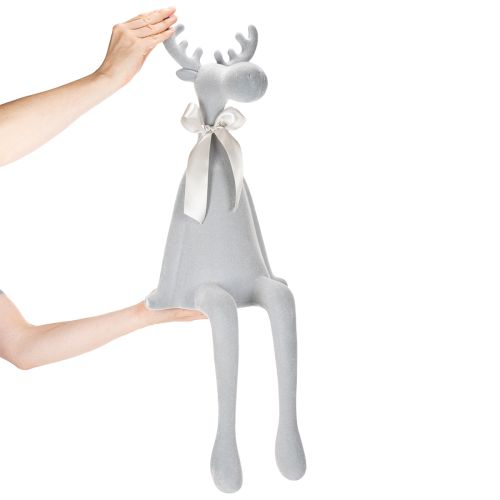 Dekoratív, pelyhesített jávorszarvas figura masnival, polcon tartható, 80 cm | Floristik24.hu