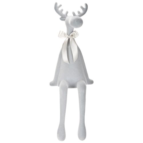 Dekoratív, pelyhesített jávorszarvas figura masnival, polcon tartható, 80 cm | Floristik24.hu