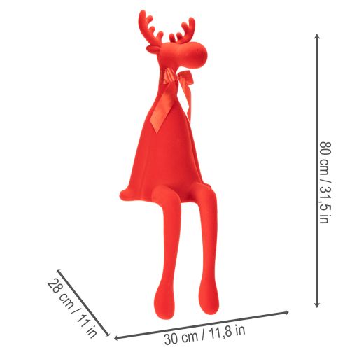 Dekoratív jávorszarvas figura, pelyhesített polctartó masnival, 80cm | Floristik24.hu
