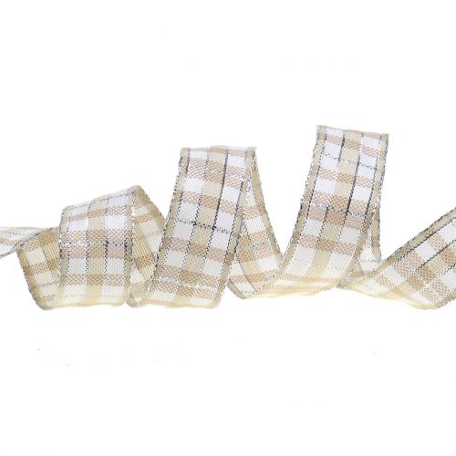 Floristik24 Csillám natúr ezüst csík 25mm 15m