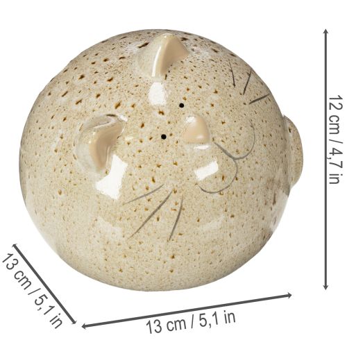 tételeket Kerámia Macska Dekoratív Figura, Kerek Dizájn Nappaliba Vagy Hálószobába, 13cm, 2 Darab