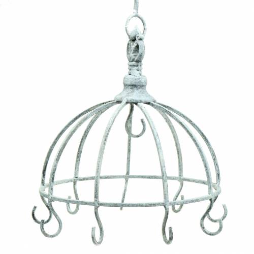 Floristik24 Konyhai fogas fém korona fehér antik Ø22cm H28cm