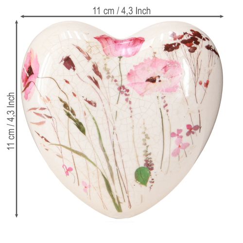 tételeket Kerámia szív mák country stílusú craquelure 11x11cm