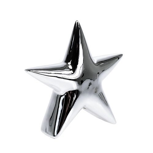 Floristik24 Kerámia csillag ezüst, fényes 18cm