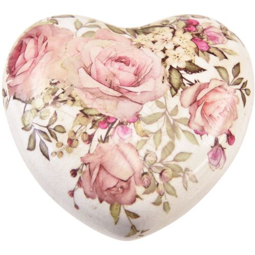 tételeket Kerámia dekoratív szív rózsákkal, cserépedény az asztalhoz 10,5 cm