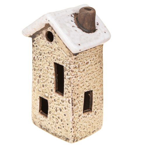 Floristik24 Kerámia házikó adventi dekoráció krémpiros szürke 8.5/9.5cm 3 darab